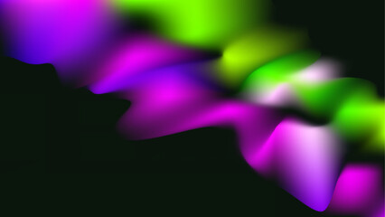 Bright fluid violet, black, neon green background. Abstract defocused purple pink wave. Glitch Art trippy digital screen. Backdrop. Royal banner. Template. Luxury texture. flyer. Virtual Reality. VR.