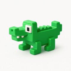 Obraz premium Playful green blocky crocodile