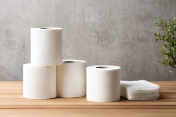 Cleanliness and hygiene essentials: Soft paper rolls and tissues displayed for personal care in a home or office setting