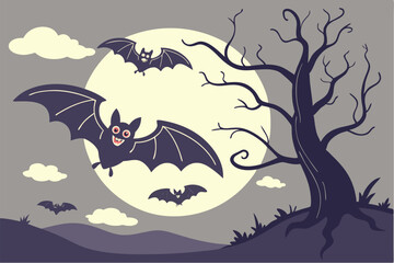 Full Moon Bat Silhouettes &ndash; Halloween Art
