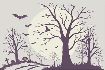 Halloween Moonlit Scene Clipart

