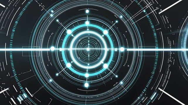 Glowing Rings Circle Pattern Blue Lights Digital Display Motion Background Dynamic Screen Effect