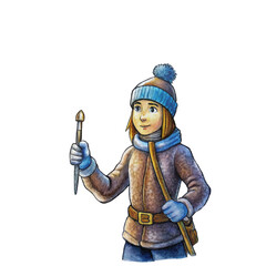 Obraz premium Magical Ice Cave Journey With Woman