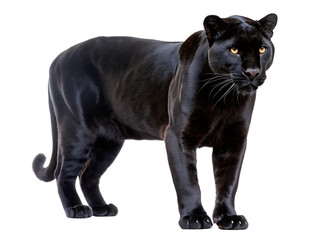 Fototapeta premium Panther standing alert isolated on a transparent background
