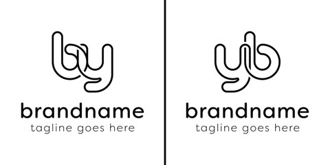 Letters BY and YB Monogram Line Logo, suitable for any business with YB or BY initials