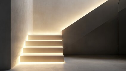 Interior stairs bathed in soft, warm light