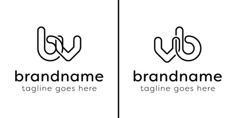 Letters BV and VB Monogram Line Logo, suitable for any business with VB or BV initials
