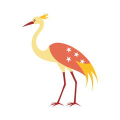 China Flag Red Crowned Crane Bird