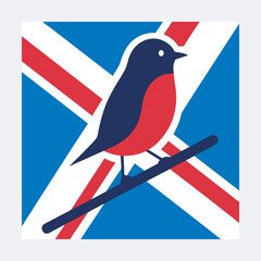 European Robin With Uk Flag Design
