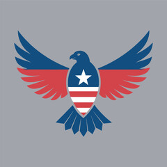 Bald Eagle With Usa Flag Silhouette