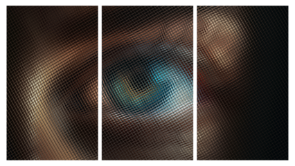 Transparent Background with an Eye, Three Tiles, Paints, Unique Glass Texture, Exclusive, Reflection
