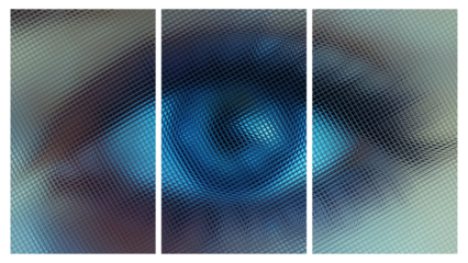 Paints, Transparent Background with an Eye, Three Tiles, Unique Glass Texture, Exclusive, Reflection
