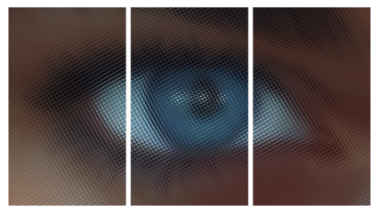 Unique Glass Texture, Transparent Background with an Eye, Three Tiles, Paints, Exclusive, Palette, Reflection
