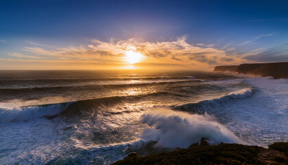 dramatic ocean sunset waves high resolution stock photo of a breathtaking coastal scene