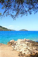 Beautiful beach in Vela Luka, on island Korcula, Croatia.