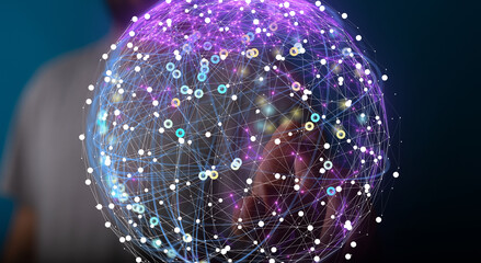 Abstract image of a digital network connection, representing global communication and data flow.