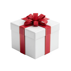 White Gift Box with Red Ribbon and Bow