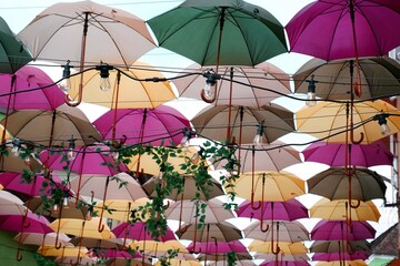 colorful umbrellas in the market