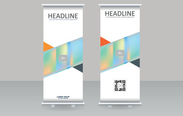 Roll up banner vector template. Perfect for digital marketing, branding presentations, trade shows, and business promotions. Editable file.