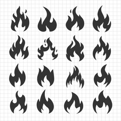 Fototapeta premium Set of Flame in Flat Style