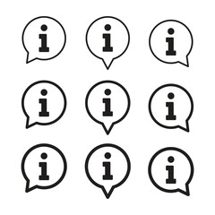 Set information sign icon, service, guide for web or app with line style on white background