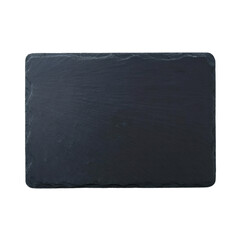 A black rectangular slate serving board on transparent background 