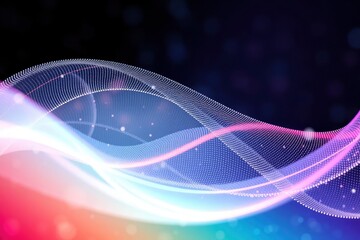 A wavy colorful design with dotted surfaces set against a blurred background