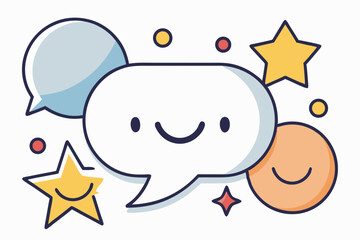 cheerful comic speech bubble vector set