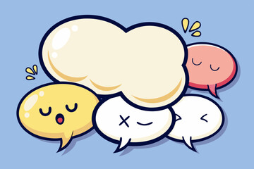 comic speech bubble collection blue style