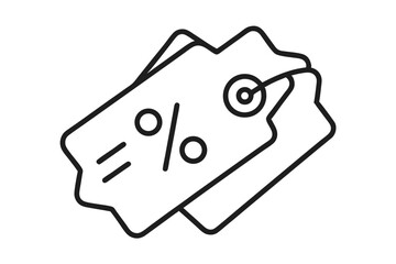 mono line discount tag icon vector set