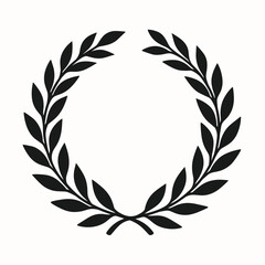 Simple Flat Black Laurel Wreath Achievement Success Reward Celebration Symbol