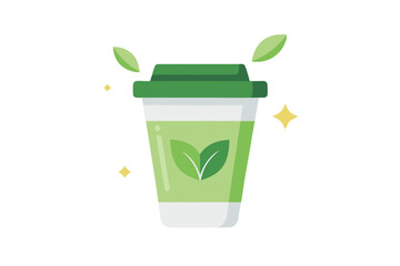 cute biodegradable cup eco icon sketch