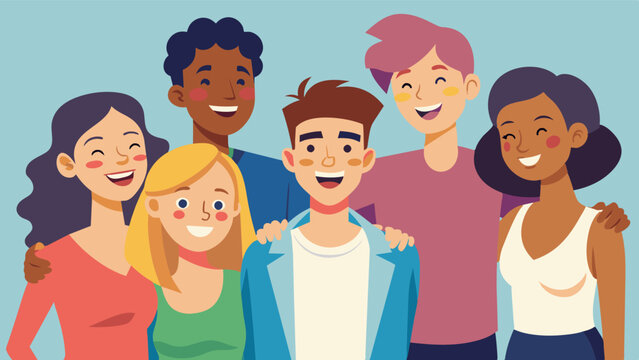 Close friends reminiscing on past times where they have seen their friends body transformation and expressing pride and admiration.. Vector illustration