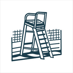 Minimalist Umpire Chair Illustration for Tennis Court Umpire chair