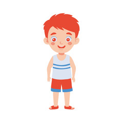 Cute Cartoon Boy in Summer Clothes Illustration - Happy Child Character