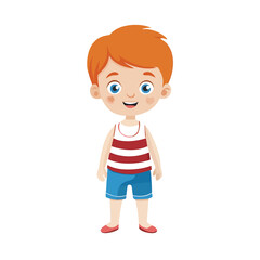 Cute Cartoon Boy in Summer Clothes Illustration - Happy Child Character