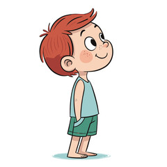 Cute Cartoon Boy in Summer Clothes Illustration - Happy Child Character