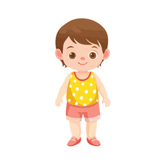 Cute Cartoon Boy in Summer Clothes Illustration - Happy Child Character