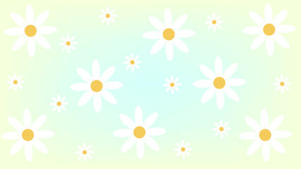 Vector pattern illustration of white daisy flowers on Pastel background. Pretty floral pattern for print. Flat design vector.	