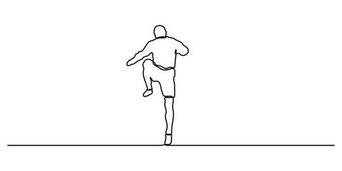 Continuous one line drawing of jogging casually a man. Single line art decorative elements drawn on a white background. Vector illustration