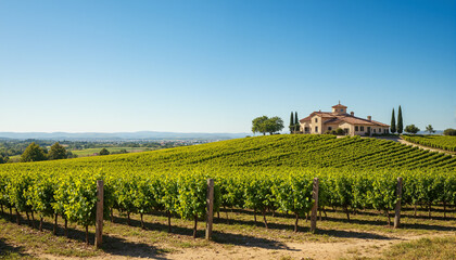 The image shows a vineyard in Tuscany