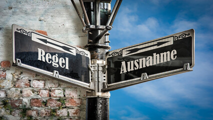 Obraz premium Signposts the direct way to Rule vs Exception