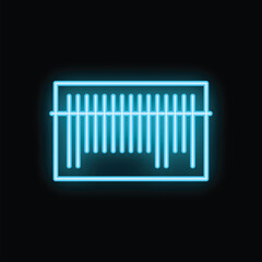 Blue neon sign showing a ruler on a black background, ideal for design, websites, blogs, printing