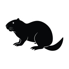 Fototapeta premium Beaver vector silhouette rodent design on white background for nature and woodland ecosystem art