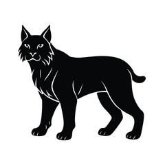 Obraz premium Bobcat vector silhouette wild feline on white background for predator and forest wildlife concepts