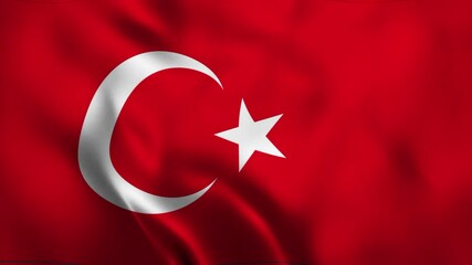 Waving national banner featuring the red and white star and crescent, the patriotic Turkish flag is a powerful symbol of the Asian and European nation