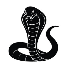 Fototapeta premium Cobra vector silhouette snake on white background for venom reptile jungle and predator concepts