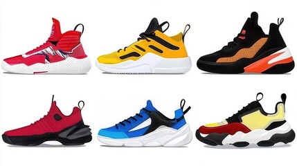 Illustration of cartoon shoes and other colorful sneaker types
