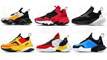 Illustration of cartoon shoes and other colorful sneaker types