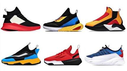 Illustration of cartoon shoes and other colorful sneaker types
